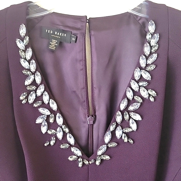 Ted Baker London Nuada elegant romper in rich purple, jeweled neckline size 2 - Picture 4 of 16